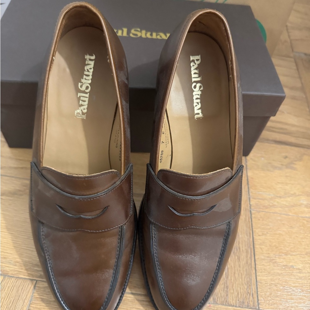 Paul Stuart Elegant Brown Leather Slip-Ons